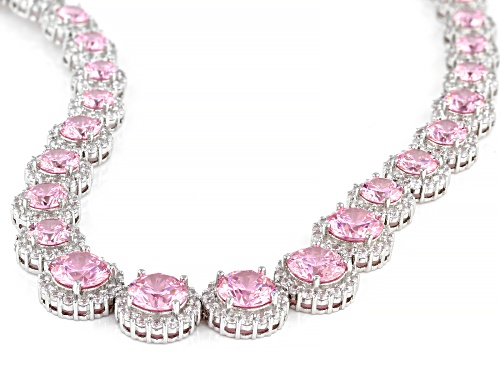 Bella Luce ® 71.18ctw Pink And White Diamond Simulants Rhodium Over Sterling Silver Necklace - Size 18