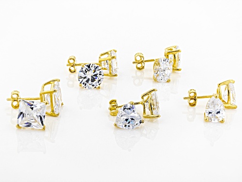 Bella Luce ® 30.00ctw Round, Oval, Square, Heart & Pear 14k Yellow Gold Over Silver Earring Set