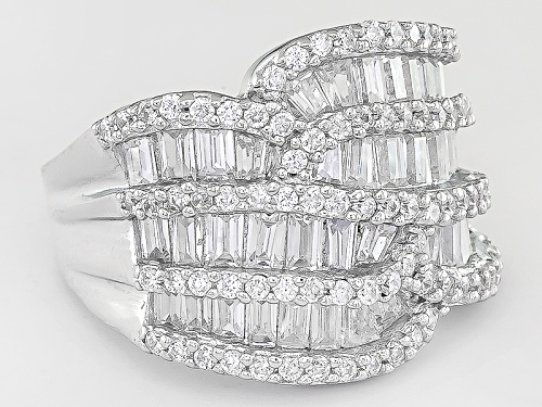 Bella Luce ® 4.20ctw Baguette And Round Rhodium Over Sterling Silver Ring - Size 5