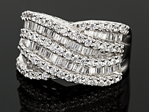 Bella Luce ® 4.20ctw Round And Baguette Rhodium Over Sterling Silver Ring - Size 5