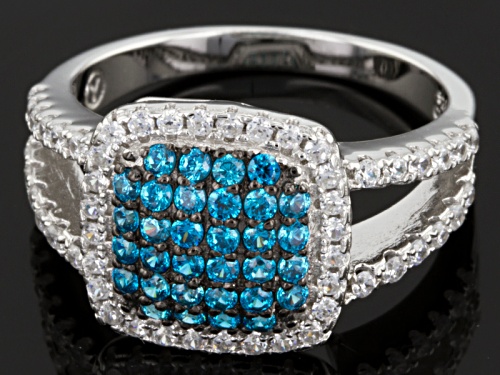 Bella Luce ® 1.76ctw Neon Apatite & White Diamond Simulant Rhodium Over Sterling Silver Ring - Size 11