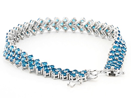 Bella Luce ® Esotica ™ 10.00ctw Neon Apatite Simulant Rhodium Over Sterling Silver Bracelet - Size 8