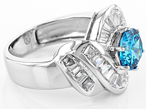 Bella Luce ® 5.15ctw Neon Apatite And White Diamond Simulants Rhodium Over Sterling Silver Ring - Size 6