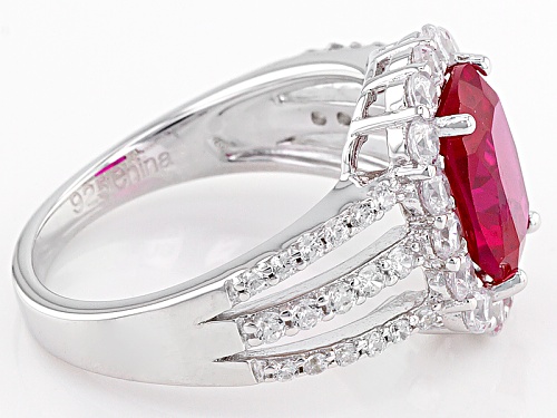Bella Luce ® 4.83ctw Ruby And White Diamond Simulants Rhodium Over Sterling Silver Ring - Size 10