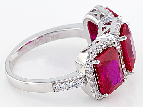 Bella Luce ® 5.35ctw Ruby And White Diamond Simulants Rhodium Over Sterling Silver Ring - Size 5