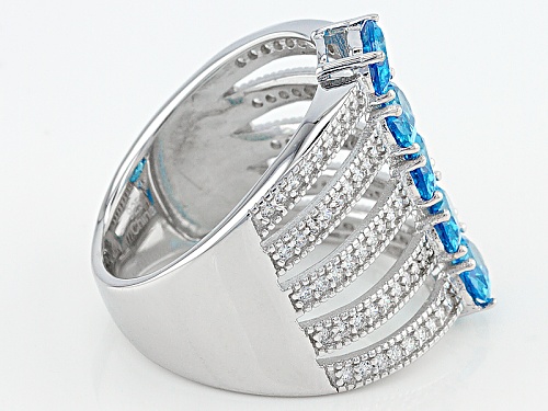 Bella Luce ® 4.20ctw Neon Apatite And White Diamond Simulants Rhodium Over Sterling Silver Ring - Size 6