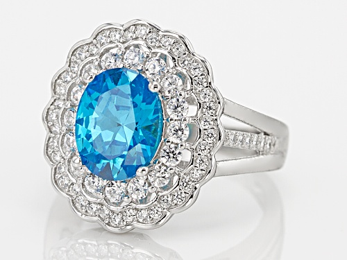 Bella Luce ® 4.00ctw Neon Apatite And White Diamond Simulants Rhodium Over Sterling Silver Ring - Size 10