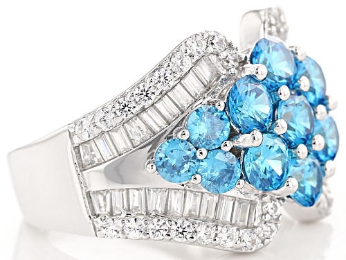 Bella Luce ® 5.50ctw Neon Apatite And White Diamond Simulants Rhodium Over Sterling Silver Ring - Size 5