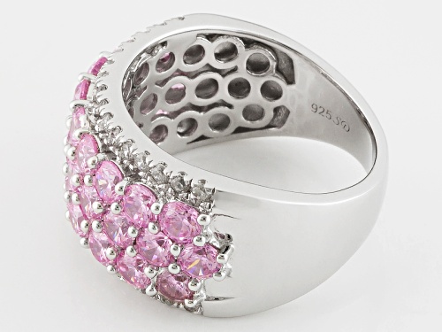 Bella Luce ® 6.21ctw Pink And White Diamond Simulants Rhodium Over Sterling Silver Ring - Size 5