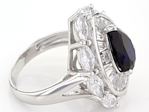 Bella Luce ® 10.75ctw Blue Sapphire And White Diamond Simulants Rhodium Over Sterling Silver Ring - Size 10