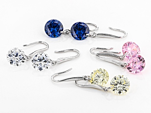 Bella Luce®13.25ctw Tanzanite, Pink,Canary, White Diamond Simulants Rhodium Over Silver Earrings