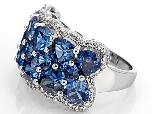 Bella Luce ® 9.45ctw Blue Sapphire And White Diamond Simulants Rhodium Over Sterling Silver Ring - Size 8
