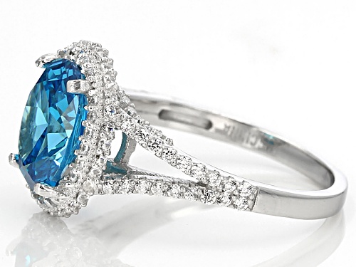 Bella Luce®Esotica ™5.48ctw Neon Apatite And White Diamond Simulants Rhodium Over Sterling Ring - Size 12