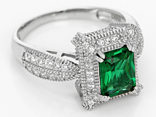 Bella Luce ® 3.75ctw Emerald And White Diamond Simulants Rhodium Over Sterling Silver Ring - Size 11
