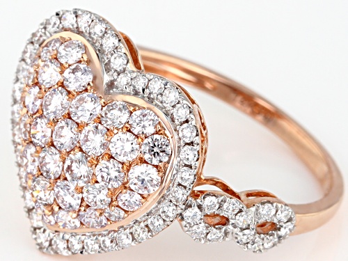 1.43ctw Round Natural Pink And White Diamond 14k Rose Gold Ring - Size 7