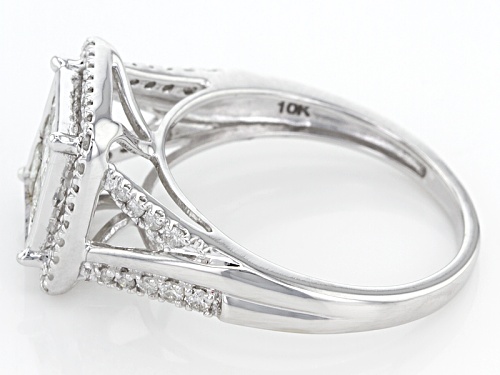 1.00ctw Round And Princess Cut White Diamond 10k White Gold Ring - Size 8