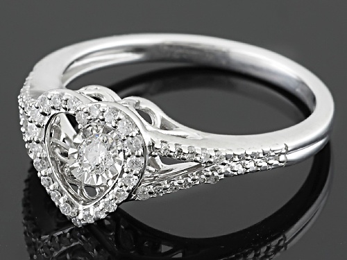 .25ctw Round White Diamond Rhodium Over Sterling Silver Dancing Diamond Heart Ring - Size 7