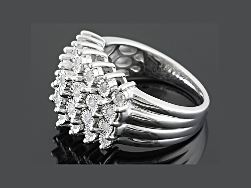 .50ctw Round White Diamond Rhodium Over Sterling Silver Ring - Size 7