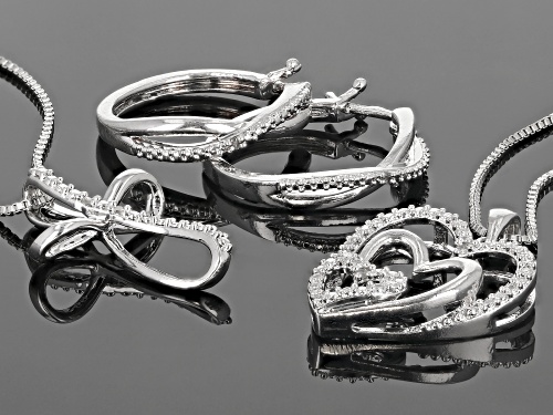 Emulous™ Round White Diamond Rhodium Over Brass Jewelry Set