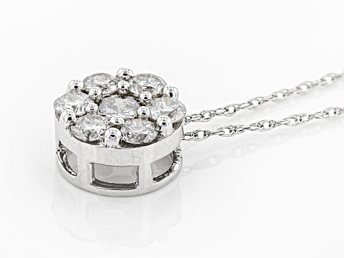 .50ctw Round White Diamond 10k White Gold Pendant With 18 Inch Rope Chain