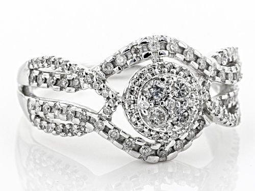 .50ctw Round White Diamond 10k White Gold Ring - Size 7