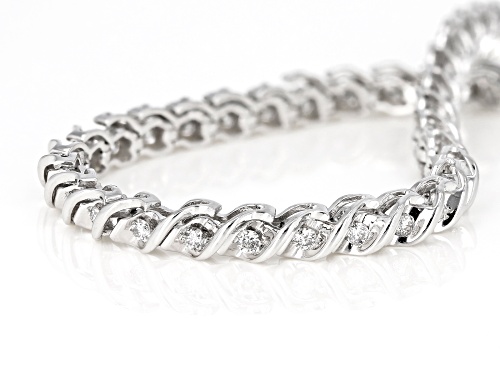 1.00ctw Round White Diamond 10k White Gold Bracelet - Size 7.25