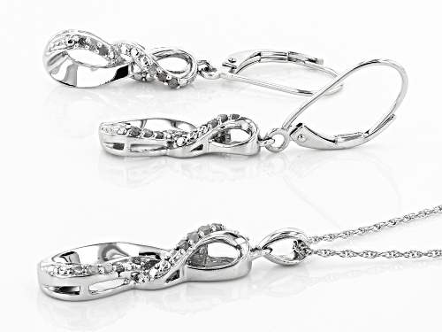 .50ctw Round White Diamond Rhodium Over Sterling Silver Pendant and Earrings Set