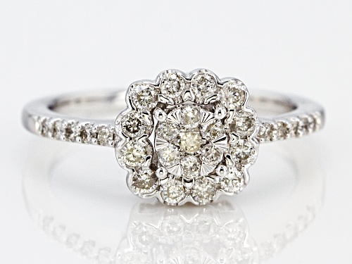 0.50ctw Round White Diamond 10k White Gold Ring - Size 9