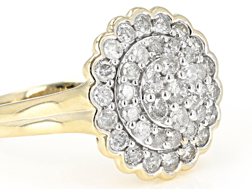0.95ctw Round White Diamond 10K Yellow Gold Ring - Size 7