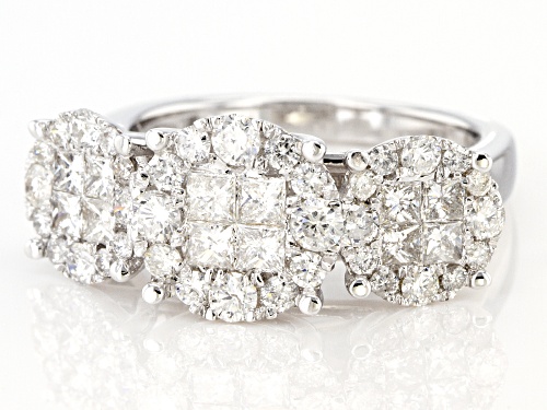 2.00ctw Round & Princess Cut White Diamond 14K White Gold Ring - Size 6.5