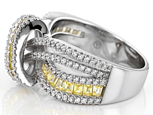 Bella Luce® 2.10ctw Canary and White Diamond Simulants Rhodium Over Sterling Ring - Size 5
