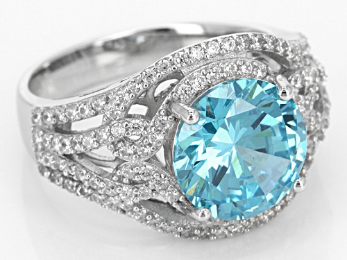 Bella Luce ®Esotica™7.76ctw Neon Apatite And White Diamond Simulants Rhodium Over Sterling Ring - Size 5