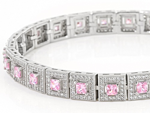 Bella Luce ® 11.04ctw Pink And White Diamond Simulants Rhodium Over Sterling Silver Bracelet - Size 8