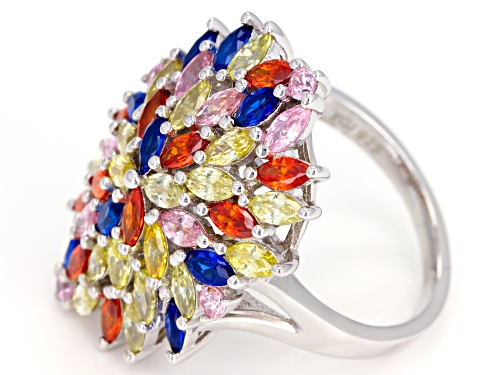 Bella Luce® 6.75ctw Multicolor Gemstone Simulants Rhodium Over Sterling Ring - Size 10