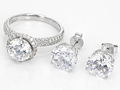 Bella Luce ® 11.92ctw Rhodium Over Sterling Silver Ring And Earrings