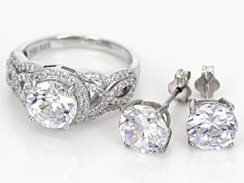 Bella Luce® 11.29ctw Rhodium Over Sterling Silver Ring and Earrings