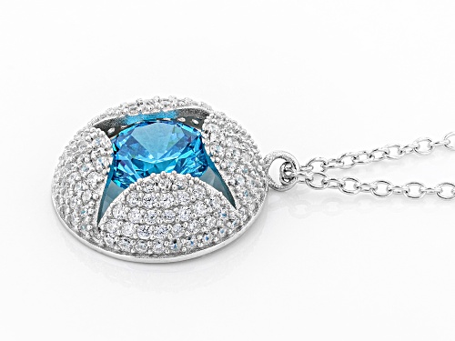 Bella Luce®Esotica™Neon Apatite& White Diamond Simulants Rhodium Over Silver Pendant With Chain