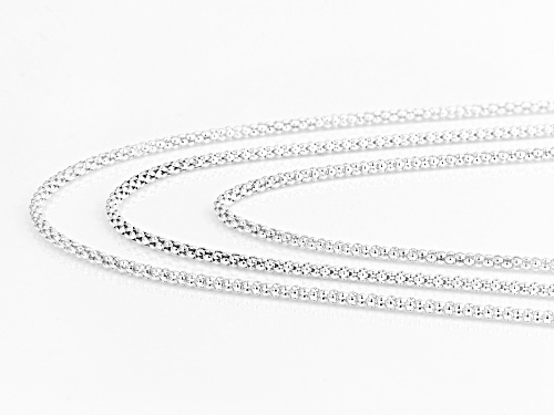 Sterling Silver Popcorn Link 18, 20, And 24 Inch Chain Set Of 3