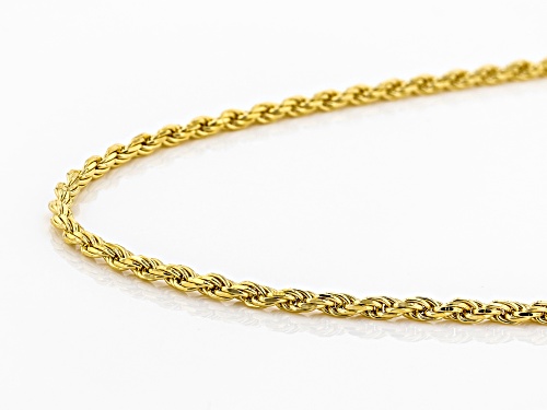 18k Yellow Gold Over Sterling Silver Rope Chain Necklace - Size 20