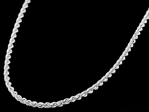 Sterling Silver 2MM Diamond Cut Rope Chain Necklace 18 Inch - Size 18