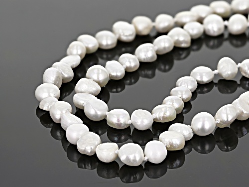7-8MM White Cultured Freshwater Pearl Strand Necklace Set 24 Inch - Size 24