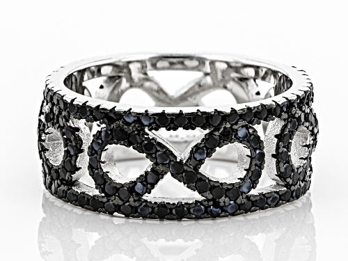 1.80ctw Round Black Spinel Rhodium Over Sterling Silver Eternity Band Ring - Size 6