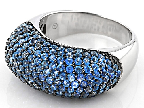 2.65ctw Round Blue Topaz Rhodium Over Sterling Silver Ring - Size 7