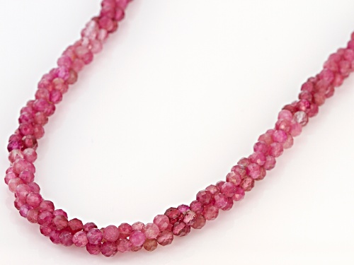 Approximately 85.00cctw Round Pink Tourmaline Beaded Sterling Silver Necklace - Size 18