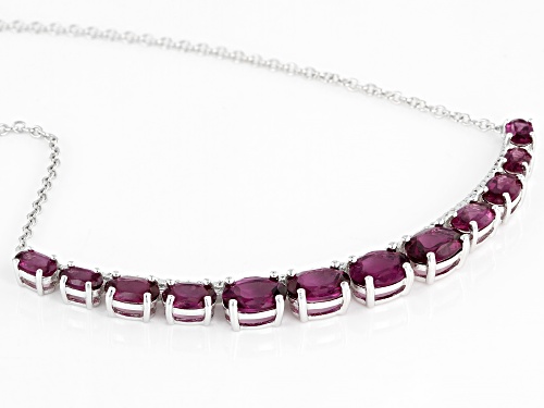 7.40ctw Oval Raspberry Color Rhodolite Rhodium Over Sterling Silver Necklace - Size 18