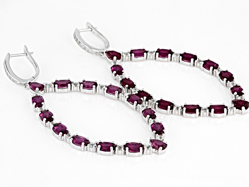 15.40ctw Raspberry Color Rhodolite With 1.80ctw White Topaz Rhodium Over Silver Earrings