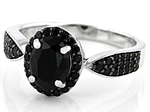1.82ctw Mixed Shape Black Spinel Rhodium Over Sterling Silver Ring - Size 9