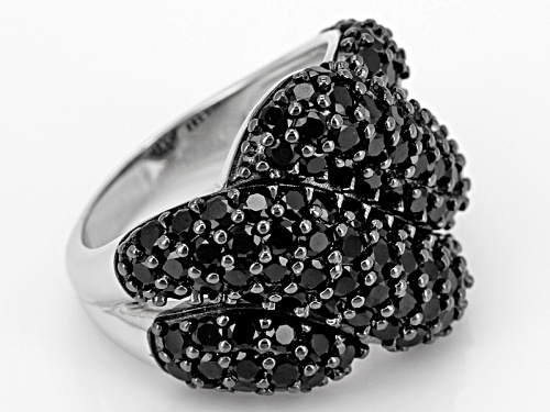5.00ctw Round Black Spinel Sterling Silver Cluster Ring - Size 5