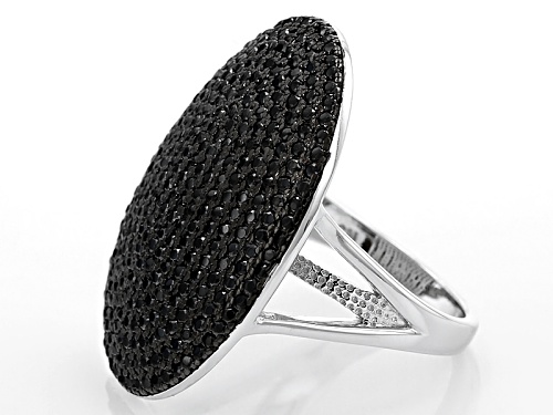 2.33ctw Round Black Spinel Oval Sterling Silver Cluster Ring - Size 6