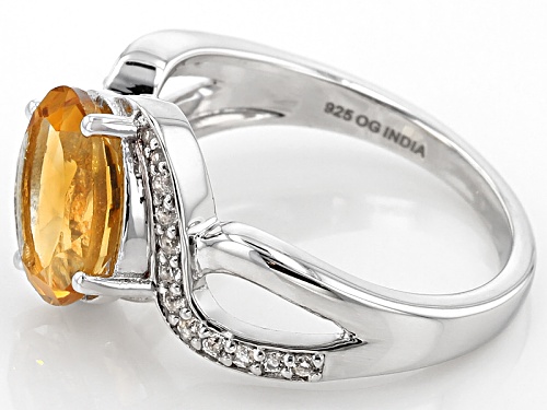 2.75ct Oval Brazilian Citrine With .37ctw Round White Topaz Rhodium Over Sterling Silver Ring - Size 9